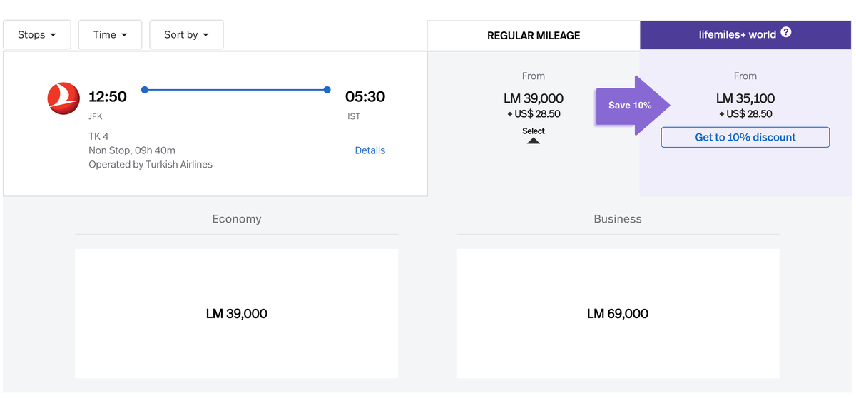 LifeMiles JFK IST Award Alert